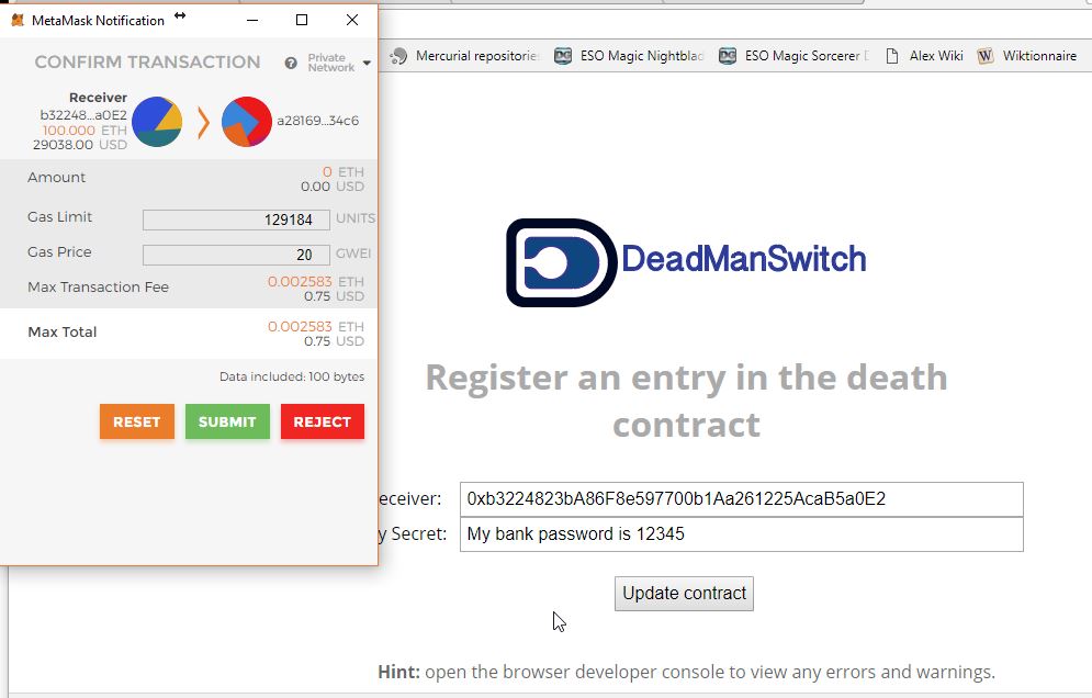 Dead Man's Switch User Interface